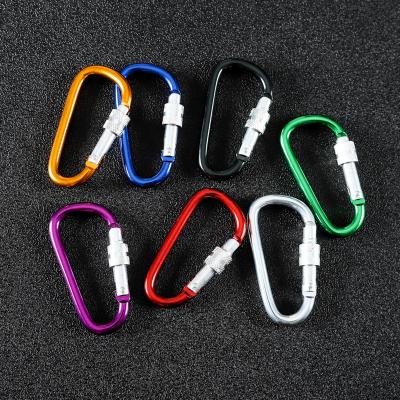 China Heavy Industry 22Kn Aluminum D Shape Duoble Snap Lock Samll s Screw Hook Locking Carabiner Clip With Combination Lock for sale