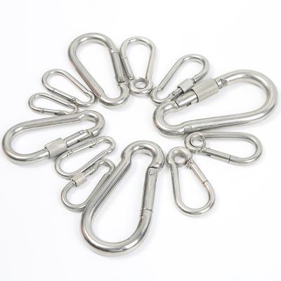 China High Quality Heavy Industry Rig Security SS 304 Climbing Stainless Steel Carabiner Carabiner Inox 4mm Quickdraw Round Snap Hook for sale