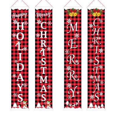 China Christmas Wedding Family Decorations Party Supplies Pull Flag Red Porch Backdrop Fabric Sign Christmas Couplets Door Banner For Christmas Background Indoor Outdoor Decor for sale