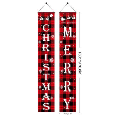 China Christmas Wedding Family Decorations Christmas Front Door Porch Banner Decoration Vintage Ornaments Hanging Merry Christmas Roll Up Door Banner Christmas Sign Decor for sale