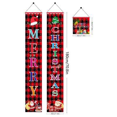 China Vintage Christmas Sign Decor Banner Front Porch Sign Scroll Hanging Couplets Merry Christmas Fabric Happy New Year Gift Christmas Wedding Family Decorations for sale