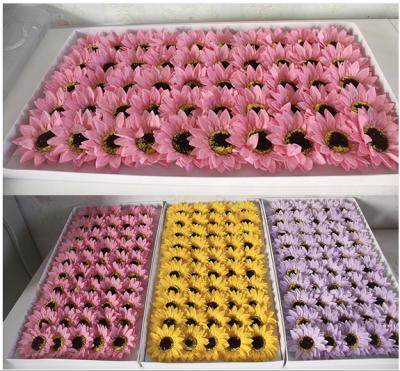 China 50Pcs Soap In Box Flower Arrangement Red Sunflower Artificial Flower Heads Decorative Soap Flowers For Wedding Home Autumn Decoration for sale