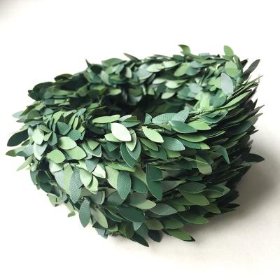 China Christmas Hanging Wreath Faux Ivy Leaves Artificial Plant Vine Garland Ornament Pvc+iron Wire Layout Green Leaf Decoration for sale