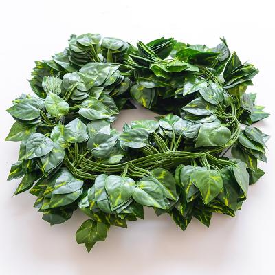 China Simulation Green Plants Silk Hanging Leaves Garland Kit Artificial Ivy Leaf Vine Part Stone Epipremnum Aureum for sale