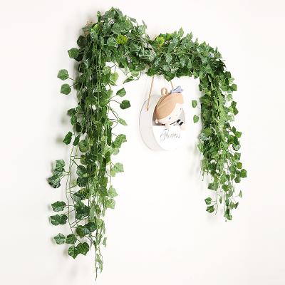 China Ivy Leaf Vine Green Hanging Artificial Silk Leaves Plant Vine Garland Garland for Vineyard Decor for sale