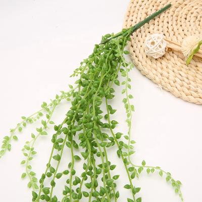 China Plastic Artificial Fake Senecio Plant Fake Vine Leaves Home Decor 78cm Rowleyanus Hanging Vines Wall Hanging Vines for sale