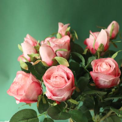 China Silk Party Decoration Supplies Silk Head Wedding Home Artificial Flowers Roses Bulk Rose With Stem Single For Decor for sale