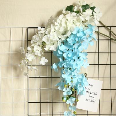 China Indoor Blue Vines Garland Hanging Vines Ivy Hydrangea Flower Artificial Plant Simulation Flower Fake Christmas Silk Decorations for sale