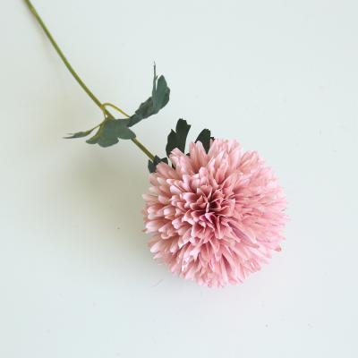 China DIY Pambu Fake Flowers Green Leaves China Artificial Decorative Silk Pink Dandelion Flowers Ball For Wedding Home Decoration for sale