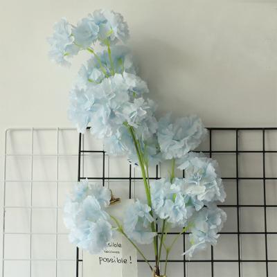 China Coffee Table Decoration Display Silk Floral Arrangement Artificial Cherries Blossom Ties Cherry Blossom Blue for sale