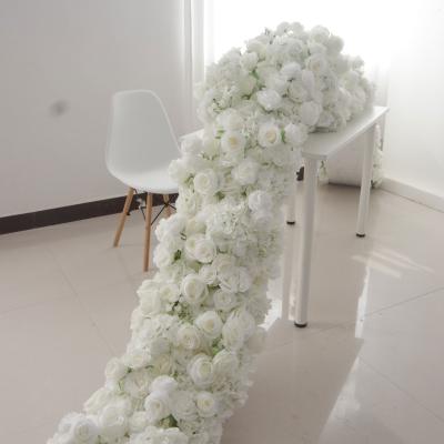 China Beautiful Colorful Artificial Flower Wedding Decorations Party Artificial Silk Floral Panel Rose Floral Backdrop Flower Wall Table Runner Handmade Wall Hanging for sale