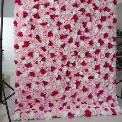 China Beautiful Colorful Floral Artificial Flower Background Simulation Flower Curtain Backdrop Decorative Wall Panels For Weddings Stage for sale