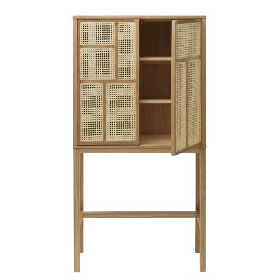 China Nordic Wholesale Adjustable Cane Rattan 2 Door Solid Wood Living Room Italian Modern Storage Cabinet (The Other) for sale