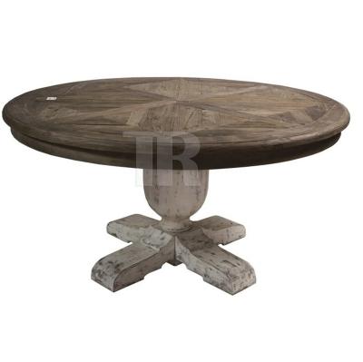 China Top 6 Seaters Restaurant Adjustable Parquet Tables (Other) Catering Vintage Reclaimed Solid Wood Round Wooden Dining Tables for sale