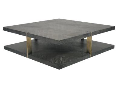 China Gold Adjustable Rectangular Wood Square Metal Veneer OAK Modern Design Furniture (Others) Luxury Coffee Tables for sale