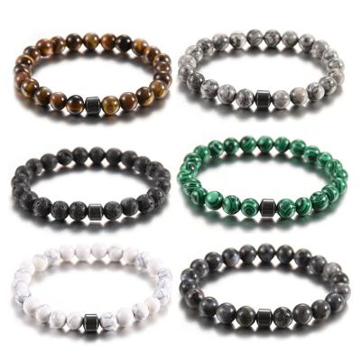 China Handmade Stone Healing Energy Beaded Good Quality Custom Gemstone Round Bead Stretch Bracelet 19cm for sale