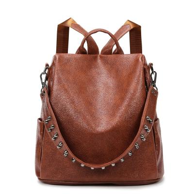 China Waterproof Women's Retro Casual Handbag PU Zipper Designed Soft Leather Tote Shoulder Bag for sale