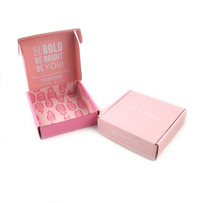 China Recycled Materials Customized Design Logo Pink Color Shipping Box / Wholesale Paper Mailbox for sale