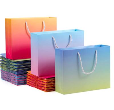 China Recyclable Mixed Color Paper Small Gift Bags Cheap Printed Shopping Bags With Handles Lunch Bags for sale