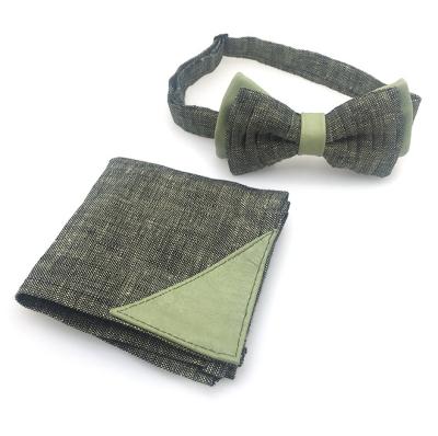 China Wool men's skinny tie, linen necktie and bow tie set, great for weddings, groom, groomsmen, missions, dances, gifts. for sale