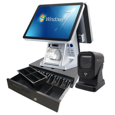 China Factory Direct Selling Cashier Computer 15.6 Inch Dual Screens Touch Screen POS System Cash Register SSD 32G (64G Optional for sale