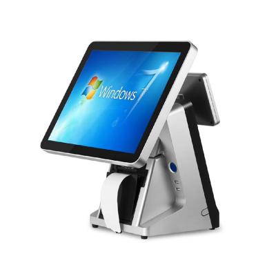 China POS System Desktop Machine 15.6 Inch Double Screens Touch Screen POS Machine Desktop Cash Register SSD 32G (64G Optional for sale