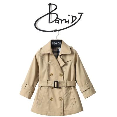 China Women's minimalist children's double breasted coat women's version of the fashion gap belt regular cotton children's coat by Bmidji for sale