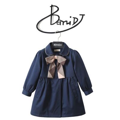 China Regular Children's Anorak Children's Girl's Double Fashion Double Top Version Of Long Sleeves With Bow Tie Medium Children's Coat for sale