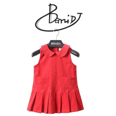 China New Breathable Spring And Autumn Corduroy Girls Dress Sweet Pleated Sleeveless Sunbathing Matching Princess Dress Lapels for sale