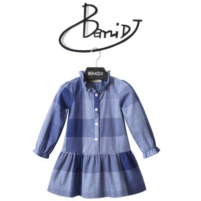 China Spring And Autumn New Breathable Style Ear Collar Girl Princess Skirt Cotton Wooden Children Lace Up Long Sleeve Dress Bemidji for sale