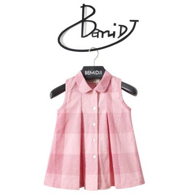 China New Children Sunbathing Princess Dress Girls Summer Dress Simple Cardigan Bemidji Cotton Breathable Sleeveless Dress for sale