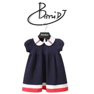 China New Summer Simple Collar Children's Doll Princess Breathable Dress Beaded Polyester Short Sleeve Girl Princess Dress for sale