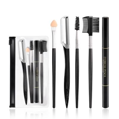 China Wholesale Cheapest 5 Pcs Eyebrow Tool Kit with Sponge Eyeshadow Brush, Eyebrow Razor, Brushes, Eyebrow Pencil for sale