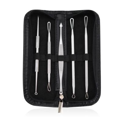 China Professional Eco-friendly Pimple Extractor Stainless Steel 5pcs Blackhead Remover Kit for sale