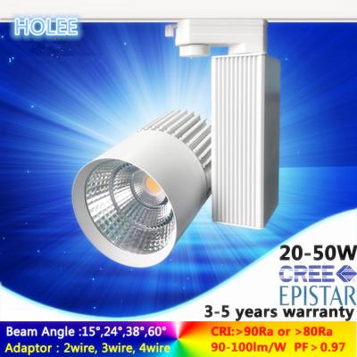 China 10W -50W 4000K AC230V 3-fase euro white/black COB led track light 10° to 60° beam angle for sale