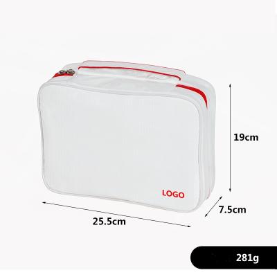 China Modern Custom Logo Dupont White Paper Cosmetic Handbag Your Own Makeup Bag Toiletry Hanging Bags for sale