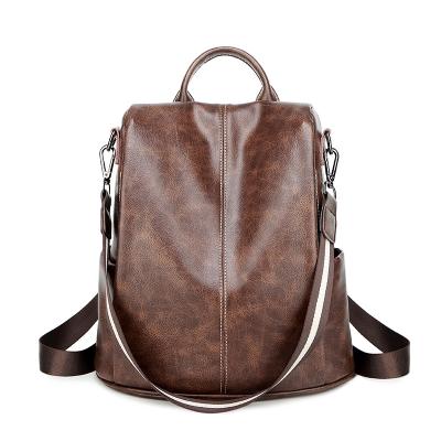 China Waterproof 2021 Winter Fashion Waterproof Simple Soft Leather Retro Anti Theft Large Hot Selling Backpack For Women for sale