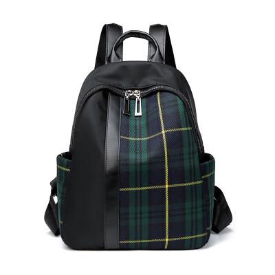 China Waterproof Plaid Backpack Purse For Women Fashion Casual Daypack Travel Dual Use Shoulder Bag Nylon Rucksack for sale