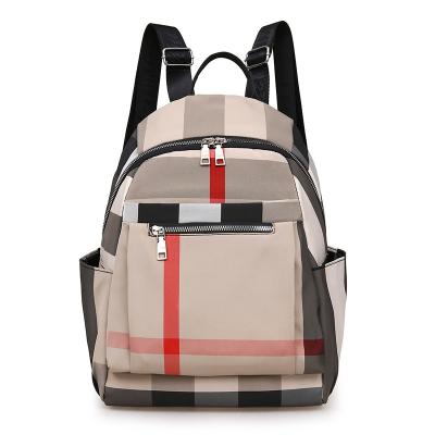 China New Lady Plaid Anti-theft Backpack Student Wild Lightweight Multilayer Travel Backpack for sale