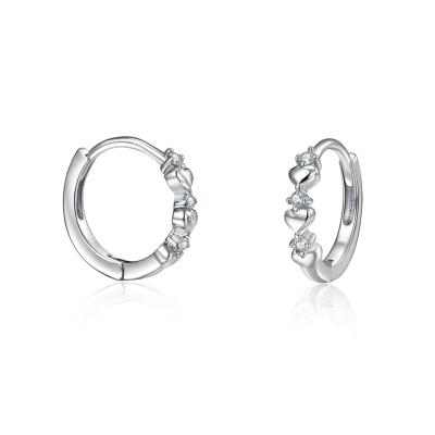 China TRENDY women's 10mm circle earrings from BDD Co. small, S925 Sterling Silver Cubic Zircon Earrings 18k white gold plated, heart shaped earrings for sale