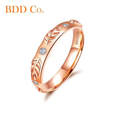 China Romantic Custom Ring 18K Rose Gold High Quality Jewelry from Ring Lab Diamond Engagement Moissanite Leaf Couple Ring for sale