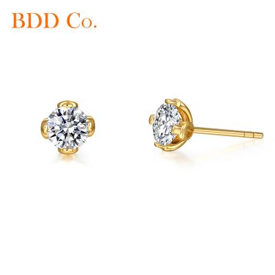 China CLASSIC Gold Stud Earrings 18k Natural Diamond Original Design Luxurious Clover Flower Gold Stud Earrings For Women Gold Jewelry for sale