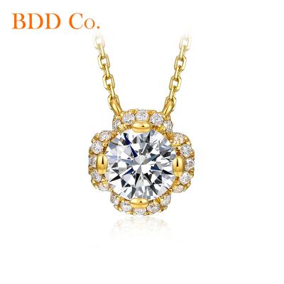 China CLASSIC Luxurious Flower Real 18k Gold Pendant Necklace With Diamond For Women Jewelry Gift Custom Design for sale