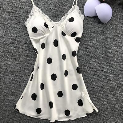 China Hot New Spandex/Polyester Amazon Sales Girls Silk Pretty Suggests Sexy V-Neck Satin Bedroom Wear Lingerie Sleepwear Dress for sale