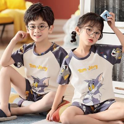 China Summer Boy's Suit Pajamas Thermal And Girls Cartoon Short-sleeved Thin Baby Homewear Air-Conditioned Boy Sets for sale