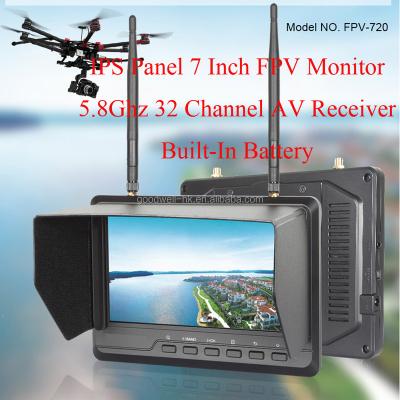 China 16:9 7 Inch Flash Radio Control Toy 600cd/m2 RC FPV Built In 5.8Ghz Wireless AV Receiver for sale