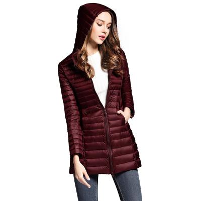 China Factory direct good quality QUICK DRY ladies coat hooded women's jackets stripper girl coat mid length down jacket for sale