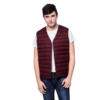 China Breathable High Quality Men's Warm Winter Coated Down Vest Lightweight V-Neck Sleeveless Vest for sale