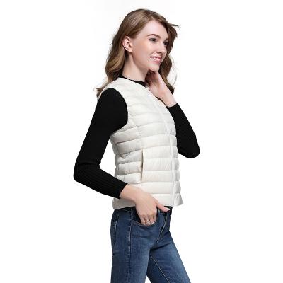 China Quality Viable Women Waist Vests Sleeveless Fashion Down Vest Ladies Collarless Vest for sale