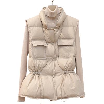 China Viable Factory Stripper High Quality Winter Women Fashion Crossed Down Vest for sale